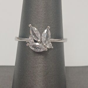 New 18k White Gold Plated Marquise Cut Ring Size 6.5 Pretty Bird Jewelry